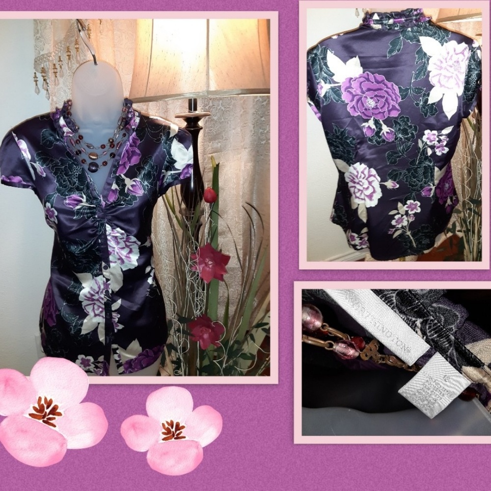 Purple, Black & Beige Worthington Top Sz 12